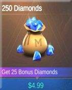 250 Diamonds خرید دیاموند موبایل لجند